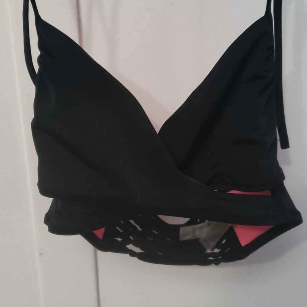 PINK Victoria's Secret Swim Bikini top Size Small Black Pink Preloved Vintage - Picture 5 of 15